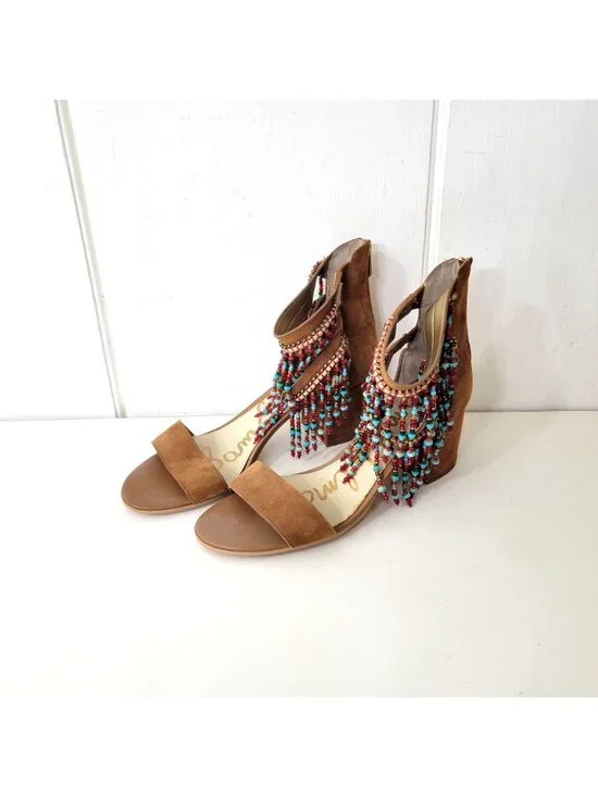 Sam Edelman Sibel Beaded Fringe Boho Heeled Sandal Women's Size 10 - Picture 8 of 8